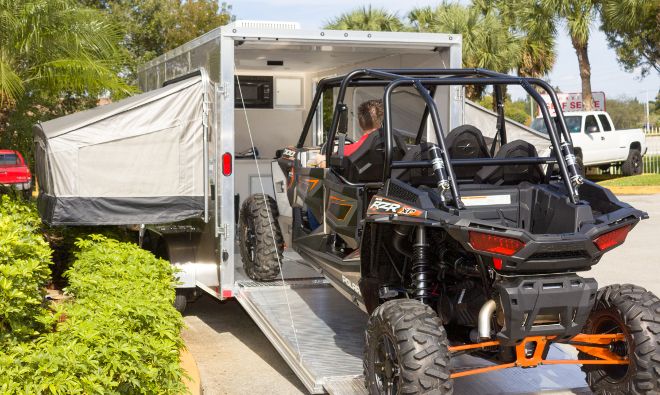 camper trailer with quad bike carrier